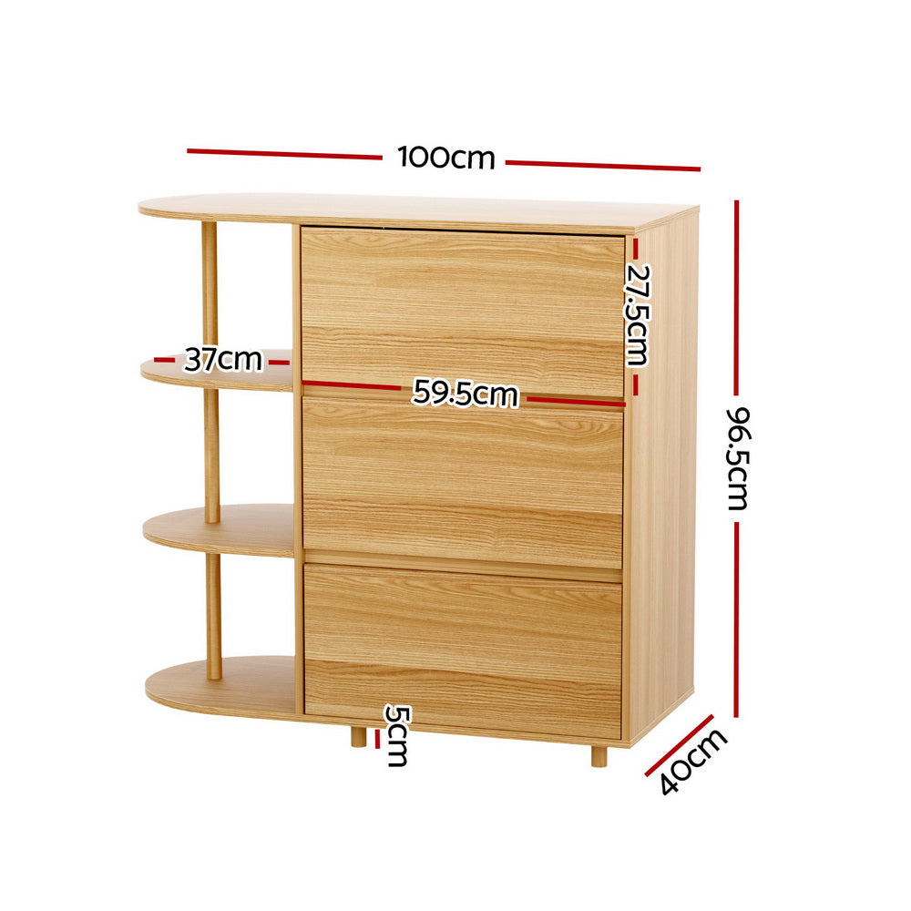 Artiss Chest of 3 Drawers Storage Cabinet 3 Shelves Pine Chez Guru