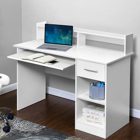 Artiss Computer Desk Shelf Drawer Cabinet White 100CM Chez Guru