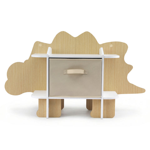 Keezi Dinosaur Kids Bookshelf 2-Tier Children's Bookcase Wooden with with Fabric Drawer, Toddler Bookshelf Toy Storage Organizer for Preschool, Kids Room, Playroom, Nursery