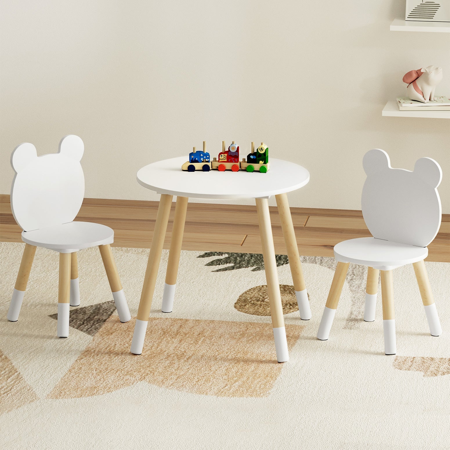 Keezi 3 Piece Kids Table and Chairs Set Activity Playing Study Children Desk Chez Guru