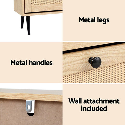 Artiss Shoe Rack Cabinet 3 Flip-out Drawers Pine Chez Guru