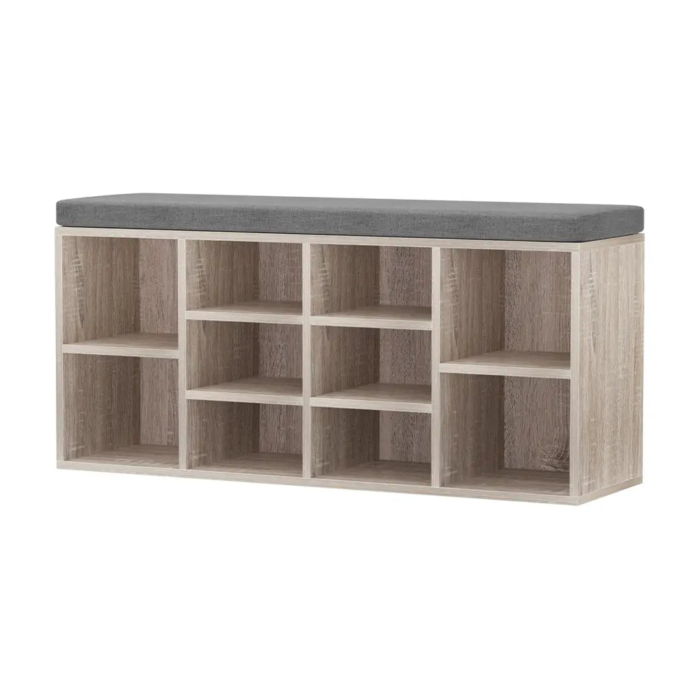 Artiss Shoe Rack Cabinet Shoe Bench Fabric Seat Pine BOA Chez Guru