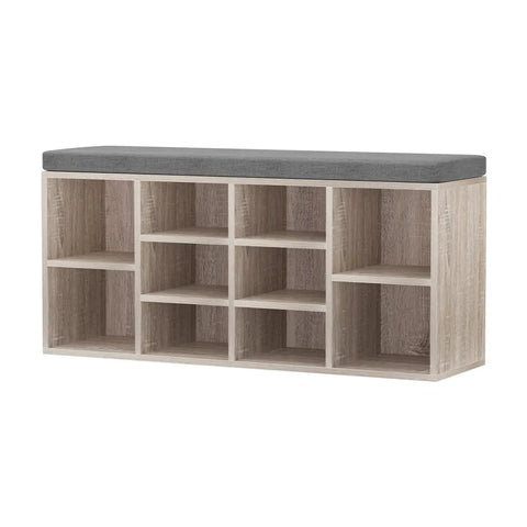Artiss Shoe Rack Cabinet Shoe Bench Fabric Seat Pine BOA Chez Guru