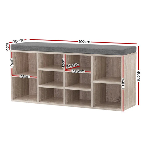 Artiss Shoe Rack Cabinet Shoe Bench Fabric Seat Pine BOA Chez Guru