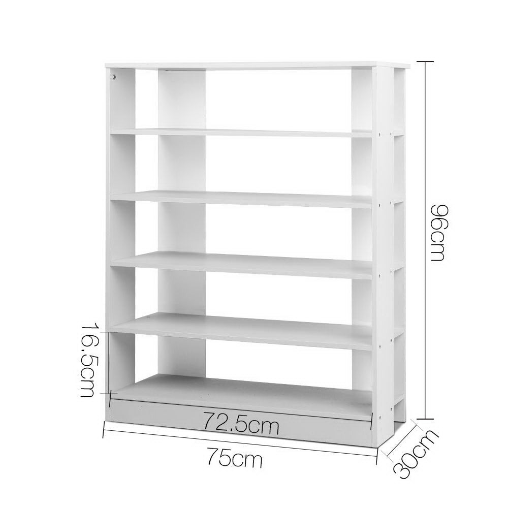 Artiss Shoe Rack Cabinet 30 Pairs 6-Tier Shelf White - Chez Guru