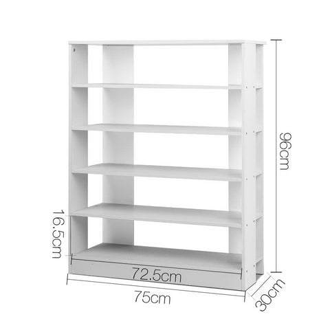 Artiss Shoe Rack Cabinet 30 Pairs 6-Tier Shelf White - Chez Guru