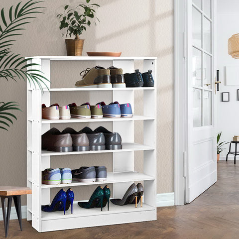 Artiss Shoe Rack Cabinet 30 Pairs 6-Tier Shelf White - Chez Guru