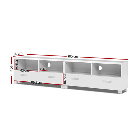 Artiss TV Cabinet Entertainment Unit 180cm White Eddie - Chez Guru