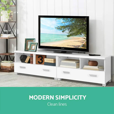 Artiss TV Cabinet Entertainment Unit 180cm White Eddie - Chez Guru