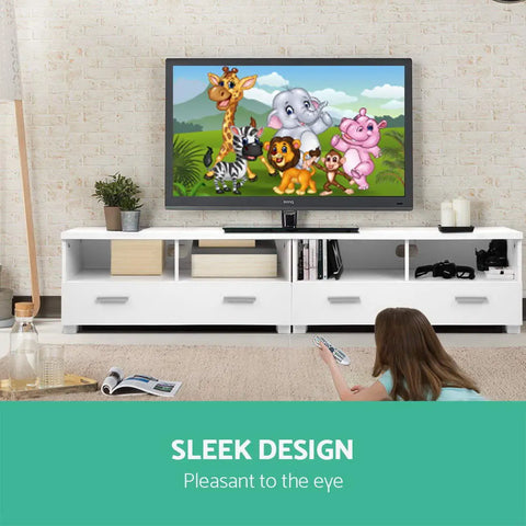Artiss TV Cabinet Entertainment Unit 180cm White Eddie - Chez Guru