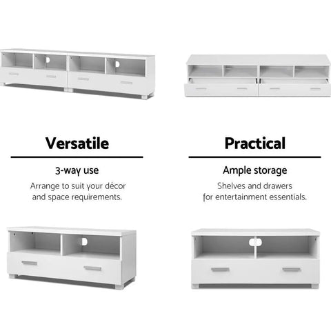 Artiss TV Cabinet Entertainment Unit 180cm White Eddie - Chez Guru