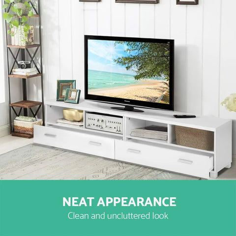 Artiss TV Cabinet Entertainment Unit 180cm White Eddie - Chez Guru