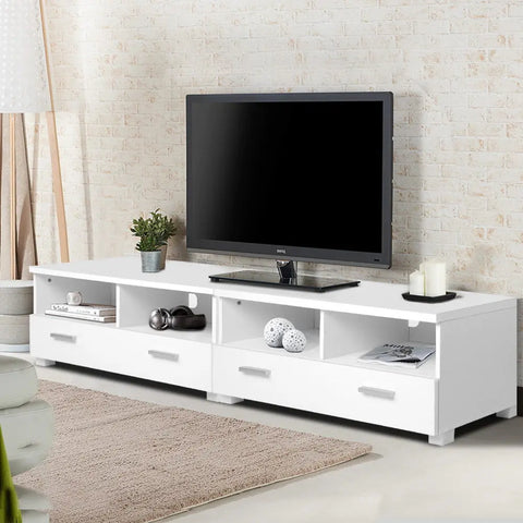 Artiss TV Cabinet Entertainment Unit 180cm White Eddie - Chez Guru