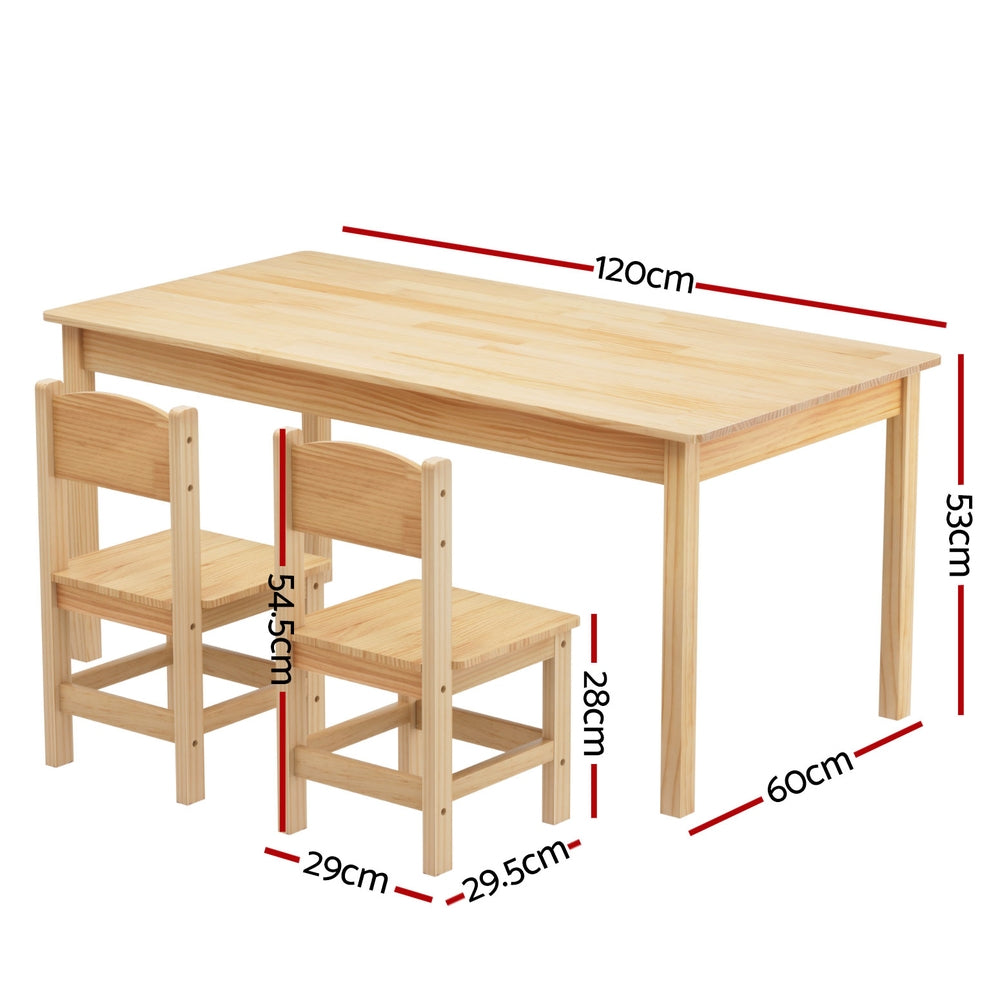 1 Keezi Kids Table and 2 Chairs Set Pinewood Chez Guru