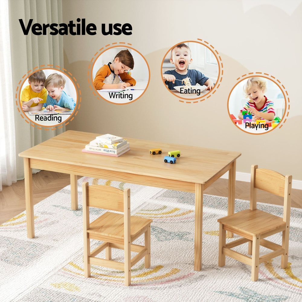 1 Keezi Kids Table and 2 Chairs Set Pinewood Chez Guru