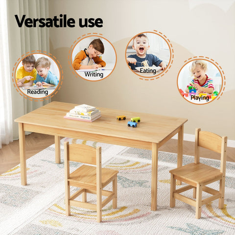 1 Keezi Kids Table and 2 Chairs Set Pinewood Chez Guru