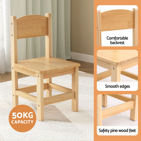 1 Keezi Kids Table and 2 Chairs Set Pinewood Chez Guru