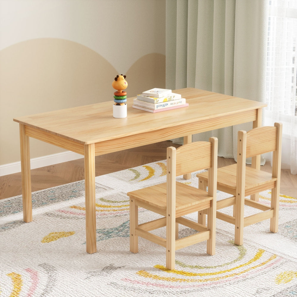 1 Keezi Kids Table and 2 Chairs Set Pinewood Chez Guru