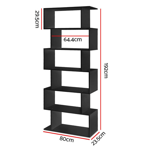 Artiss Bookshelf 6 Tiers - RIVA Black Chez Guru