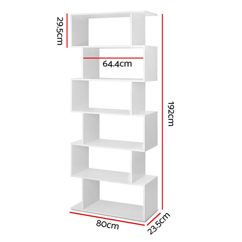 Artiss Bookshelf 6 Tiers - RIVA White Chez Guru