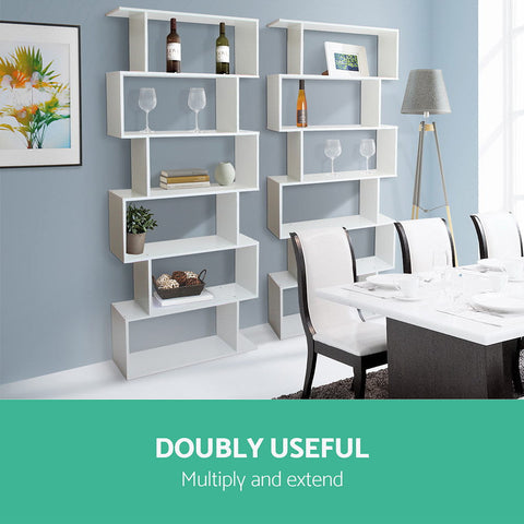 Artiss Bookshelf 6 Tiers - RIVA White Chez Guru