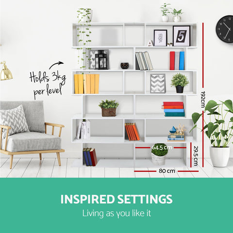 Artiss Bookshelf 6 Tiers - RIVA White Chez Guru