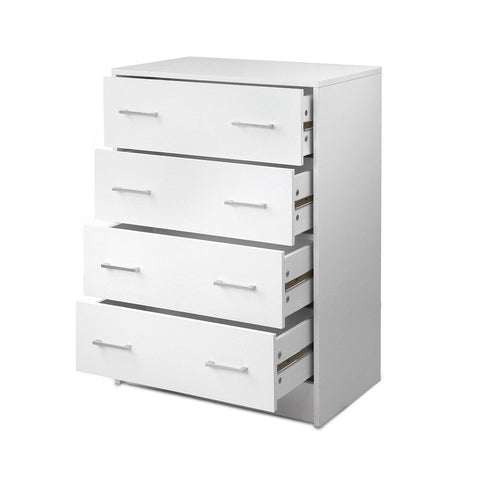 Artiss 4 Chest of Drawers - ANDES White Chez Guru