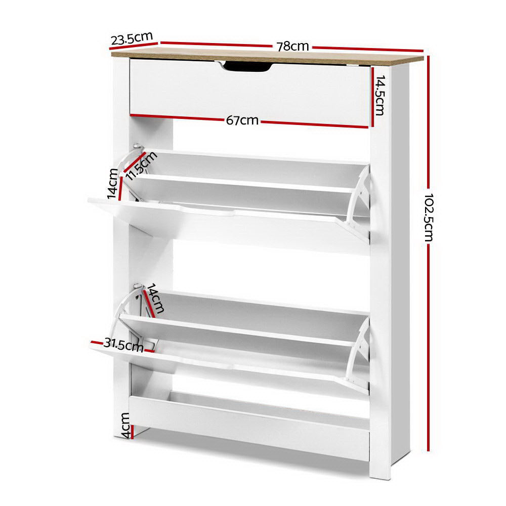 Artiss Shoe Rack Cabinet 16 Pairs White Ana Chez Guru