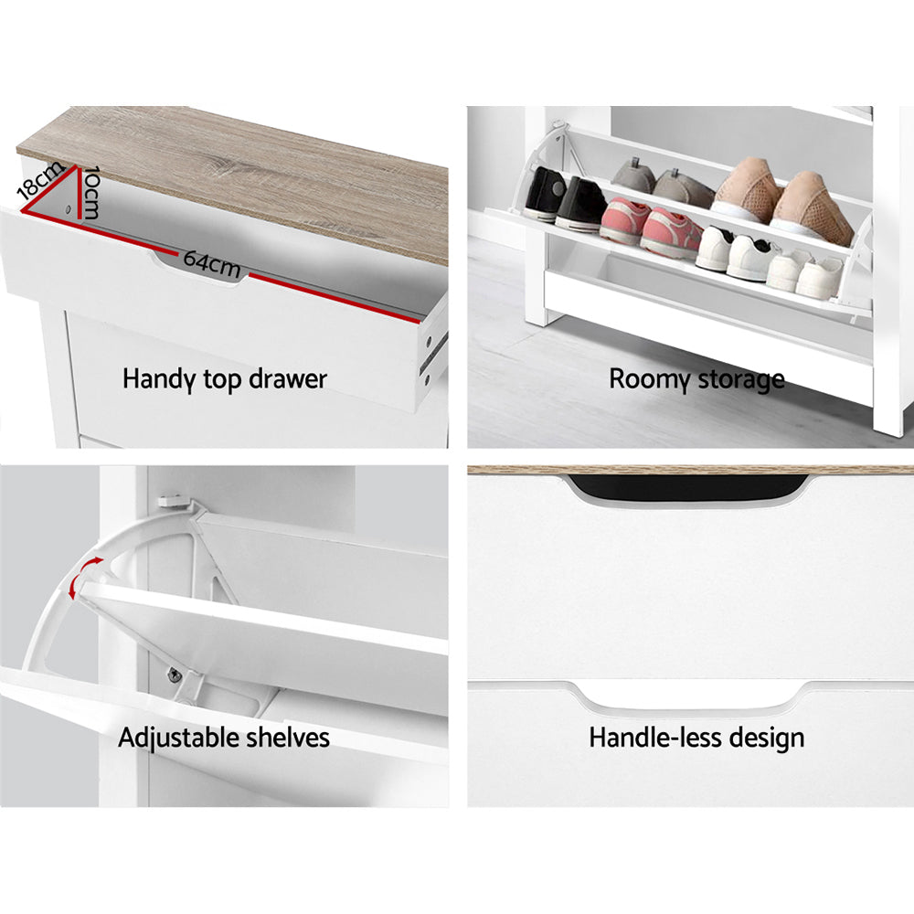 Artiss Shoe Rack Cabinet 16 Pairs White Ana Chez Guru