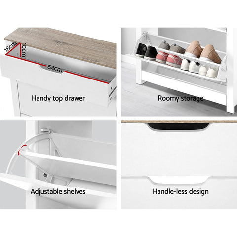 Artiss Shoe Rack Cabinet 16 Pairs White Ana Chez Guru