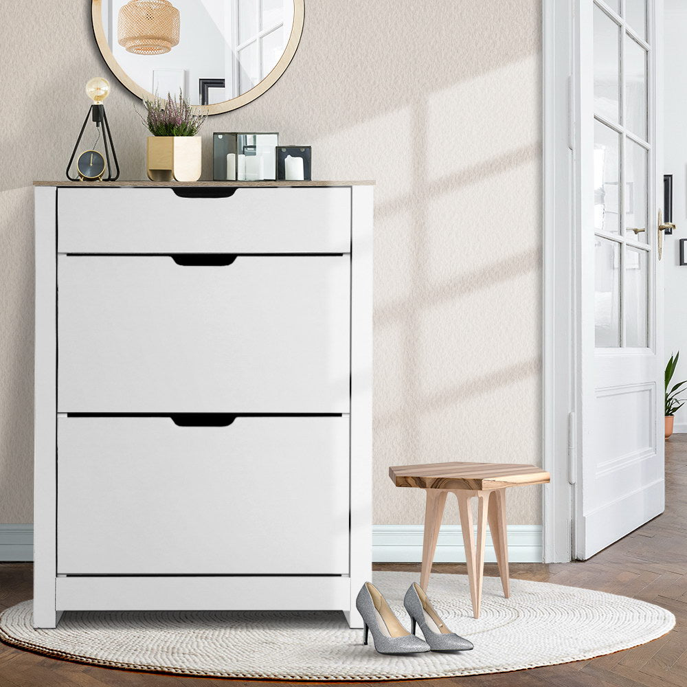 Artiss Shoe Rack Cabinet 16 Pairs White Ana Chez Guru