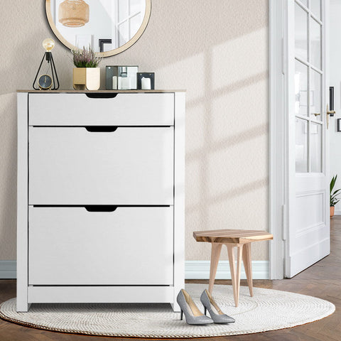 Artiss Shoe Rack Cabinet 16 Pairs White Ana Chez Guru