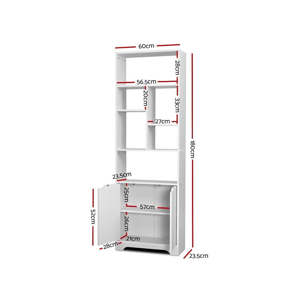 Artiss Bookshelf with Cabinet - GINA White Chez Guru