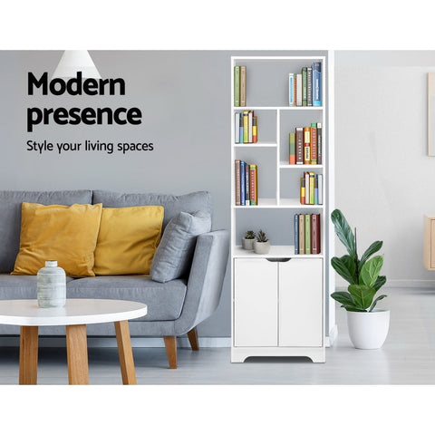 Artiss Bookshelf with Cabinet - GINA White Chez Guru