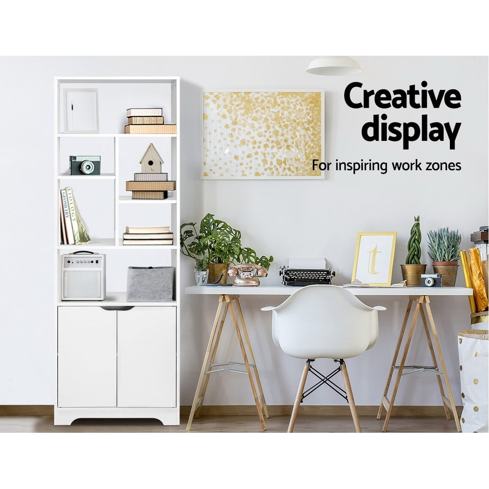 Artiss Bookshelf with Cabinet - GINA White Chez Guru