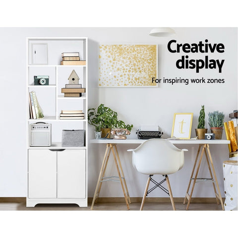 Artiss Bookshelf with Cabinet - GINA White Chez Guru