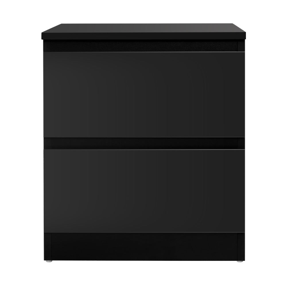 Artiss Bedside Table 2 Drawers - PEPE Black Chez Guru