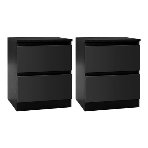 Artiss 2x Bedside Table 2 Drawers - PEPE Black Chez Guru