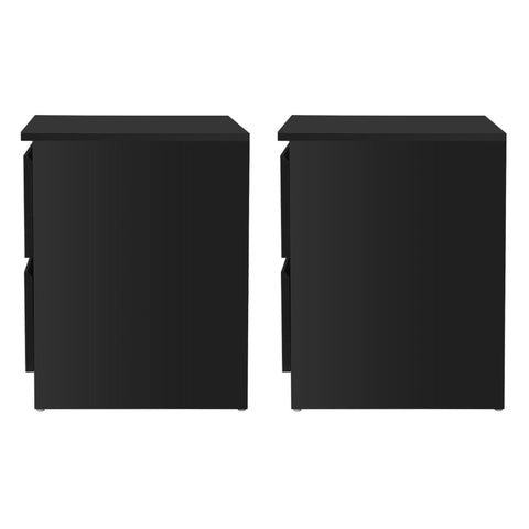 Artiss 2x Bedside Table 2 Drawers - PEPE Black Chez Guru