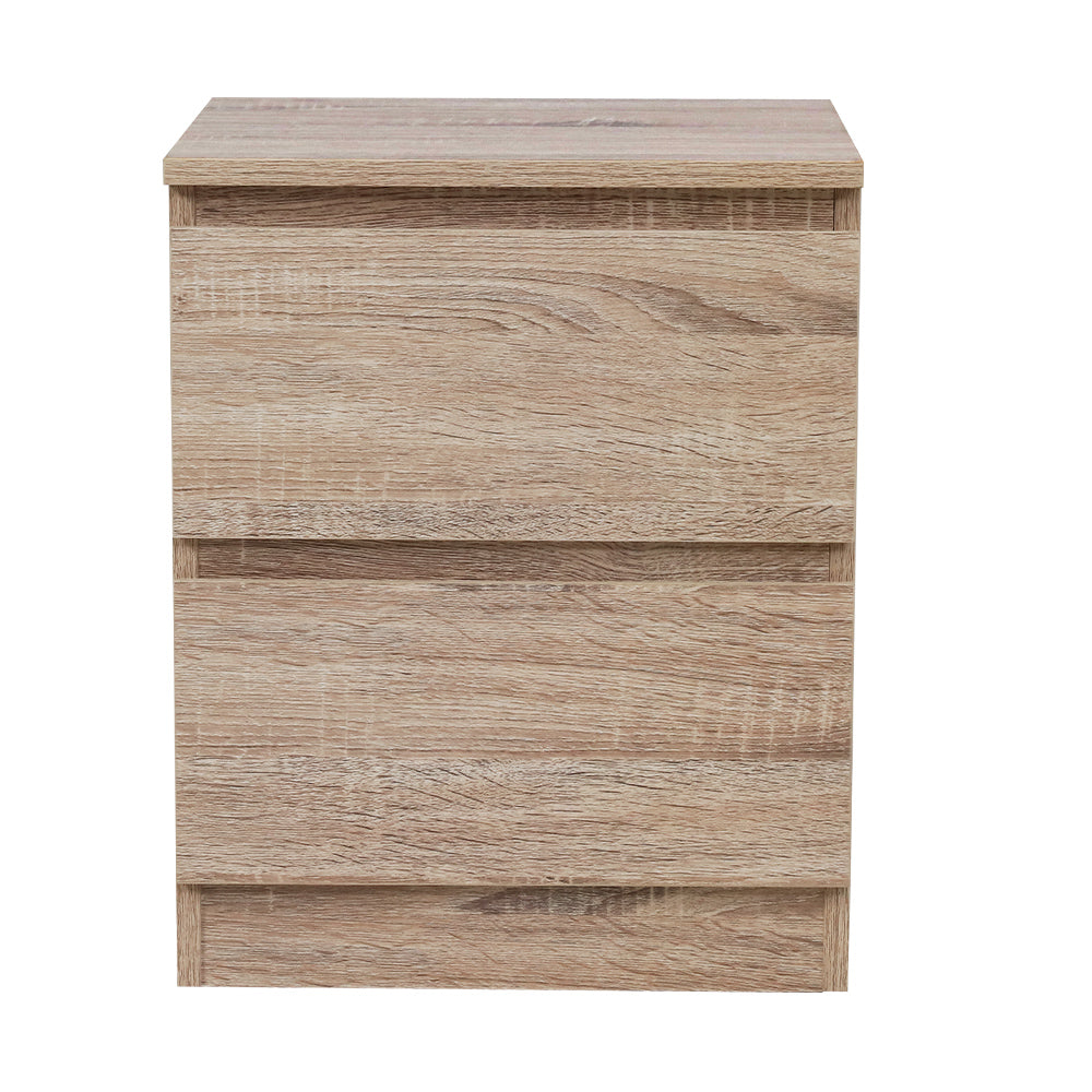 Artiss Bedside Table 2 Drawers - PEPE Oak Chez Guru