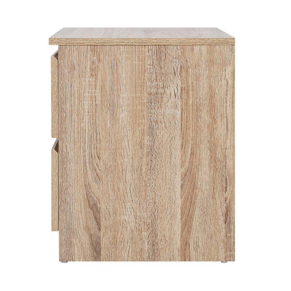 Artiss Bedside Table 2 Drawers - PEPE Oak Chez Guru