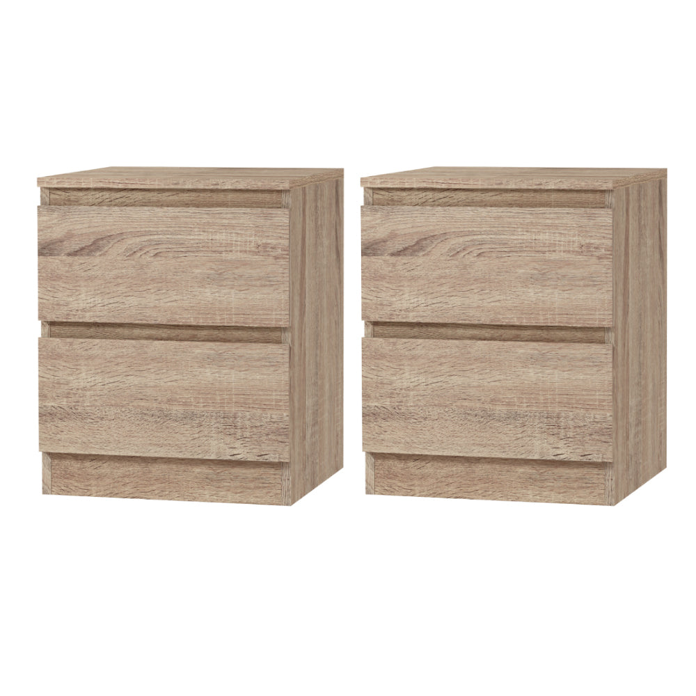 Artiss 2x Bedside Table 2 Drawers - PEPE Oak Chez Guru