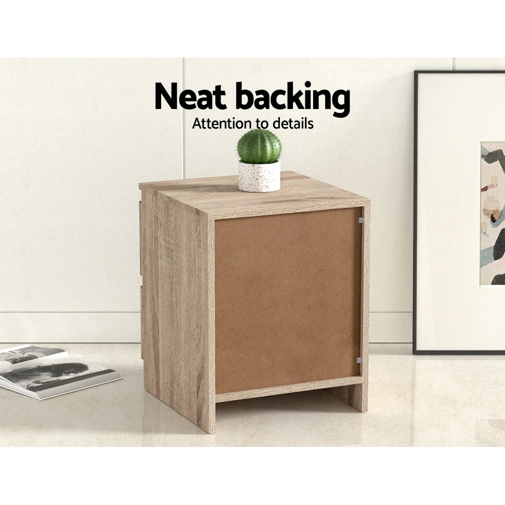 Artiss 2x Bedside Table 2 Drawers - PEPE Oak Chez Guru