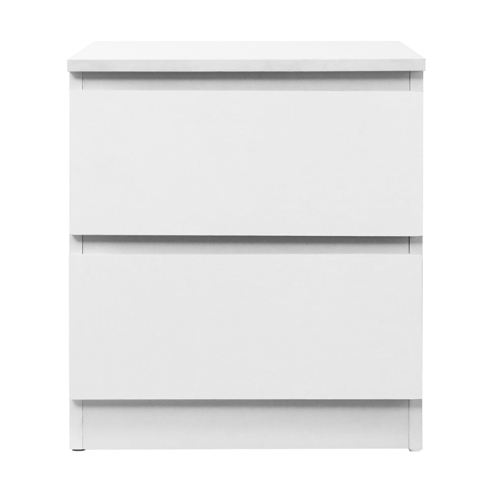 Artiss Bedside Table 2 Drawers - PEPE White Chez Guru