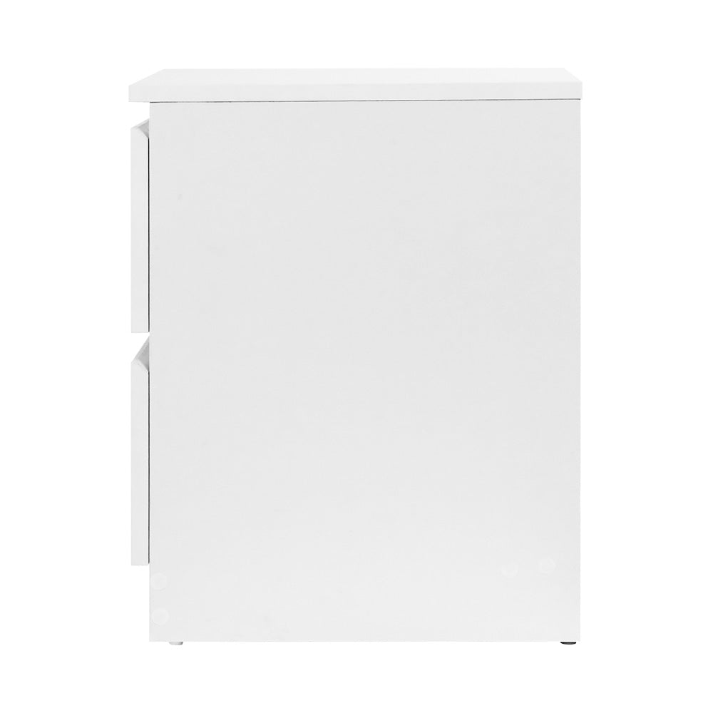 Artiss Bedside Table 2 Drawers - PEPE White Chez Guru