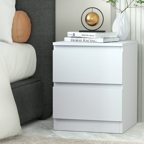 Artiss Bedside Table 2 Drawers - PEPE White Chez Guru