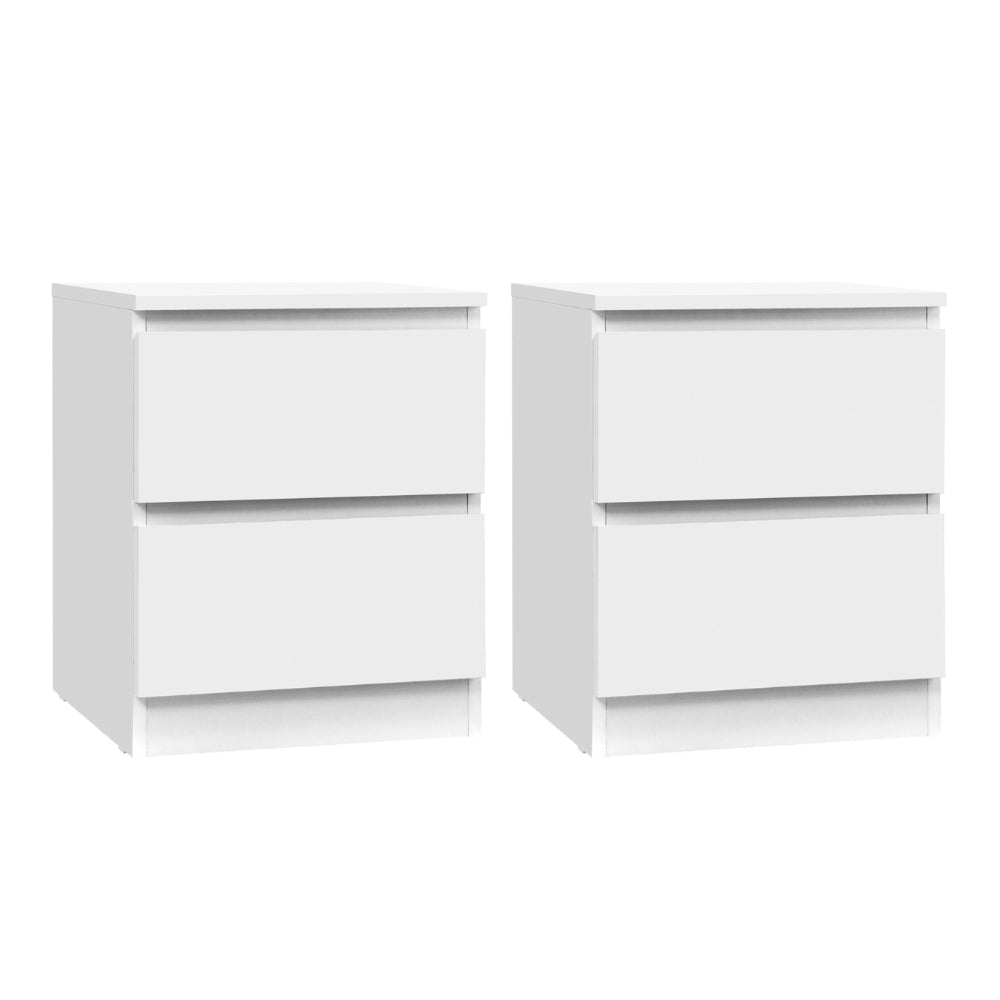 Artiss 2x Bedside Table 2 Drawers - PEPE White Chez Guru