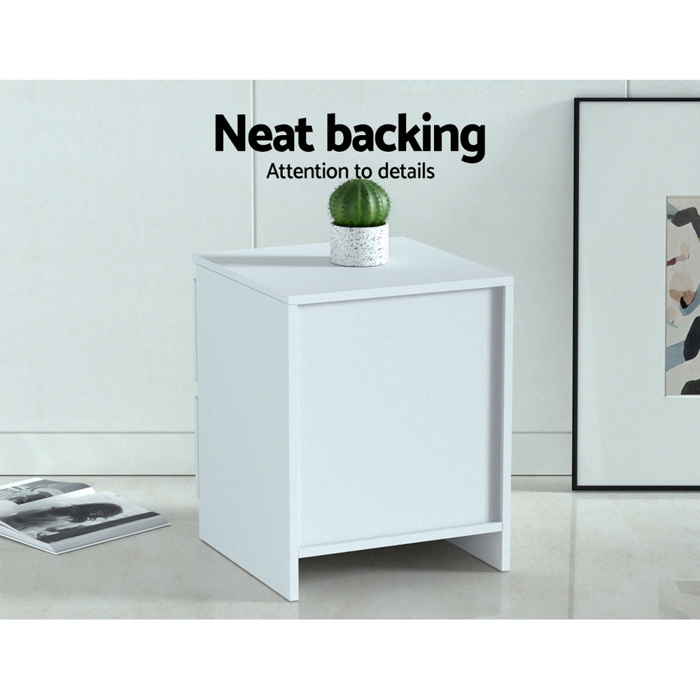Artiss 2x Bedside Table 2 Drawers - PEPE White Chez Guru