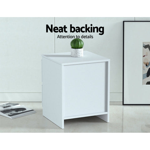 Artiss 2x Bedside Table 2 Drawers - PEPE White Chez Guru
