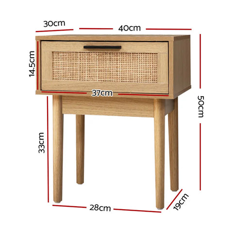 Artiss Bedside Tables Side Table Rattan Drawers Nightstand - Chez Guru